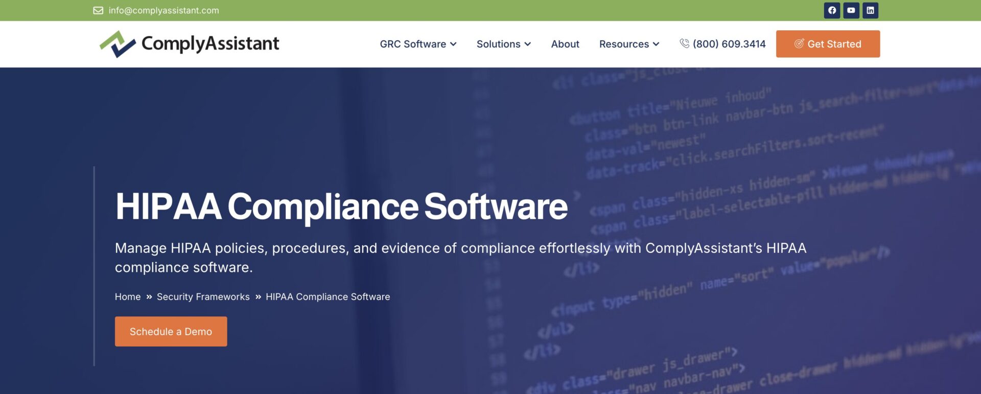 hipaa compliance software - comply assistant screenshot
