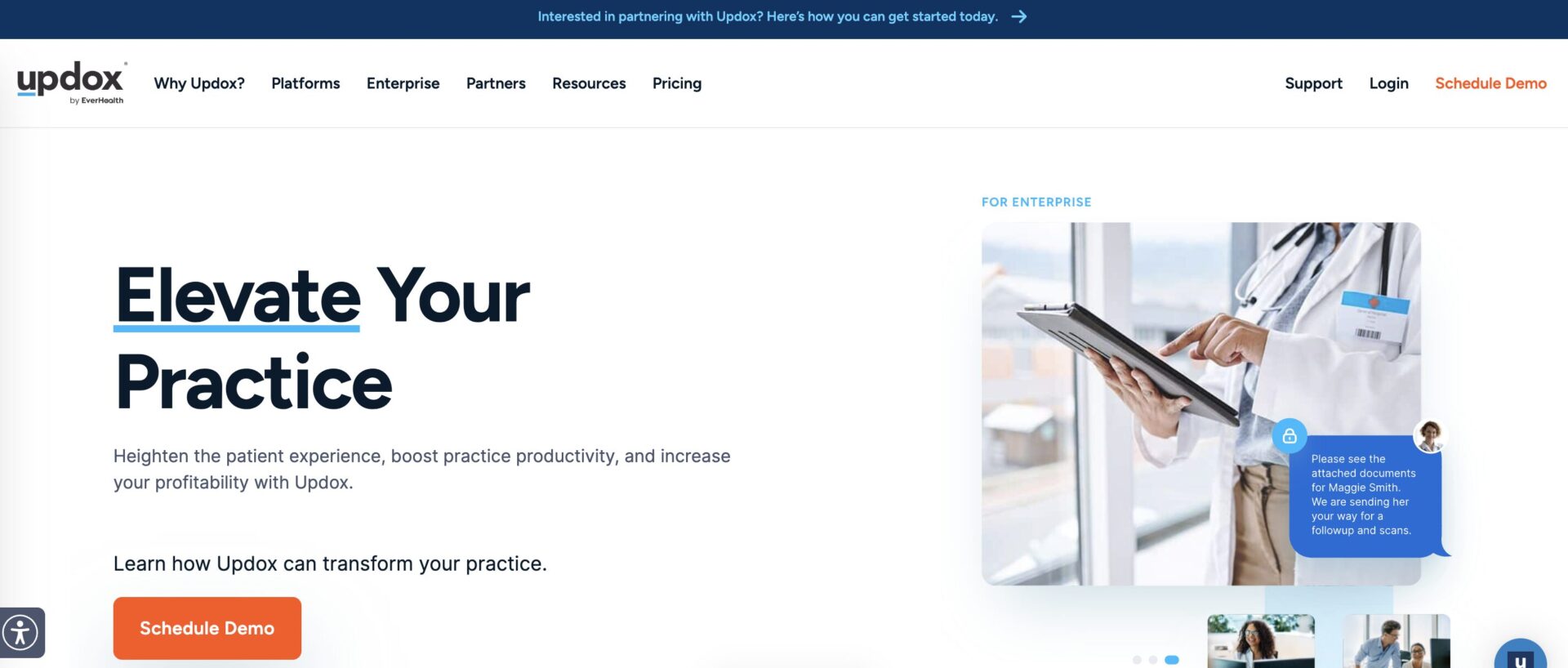 updox homepage screenshot